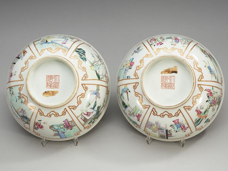 A pair of famille rose bowls, Republic.
