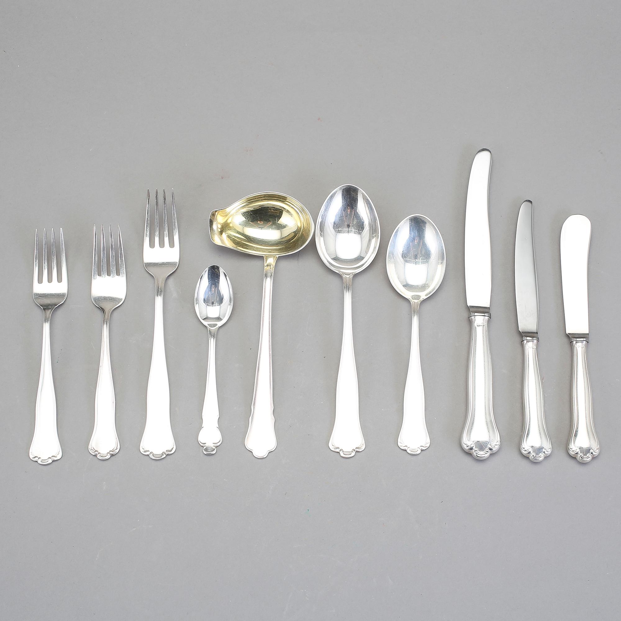 PARTI BESTICK, 69 delar, silver. Bl a GAB, Stockholm 1967. Tot ca 2650 g.
