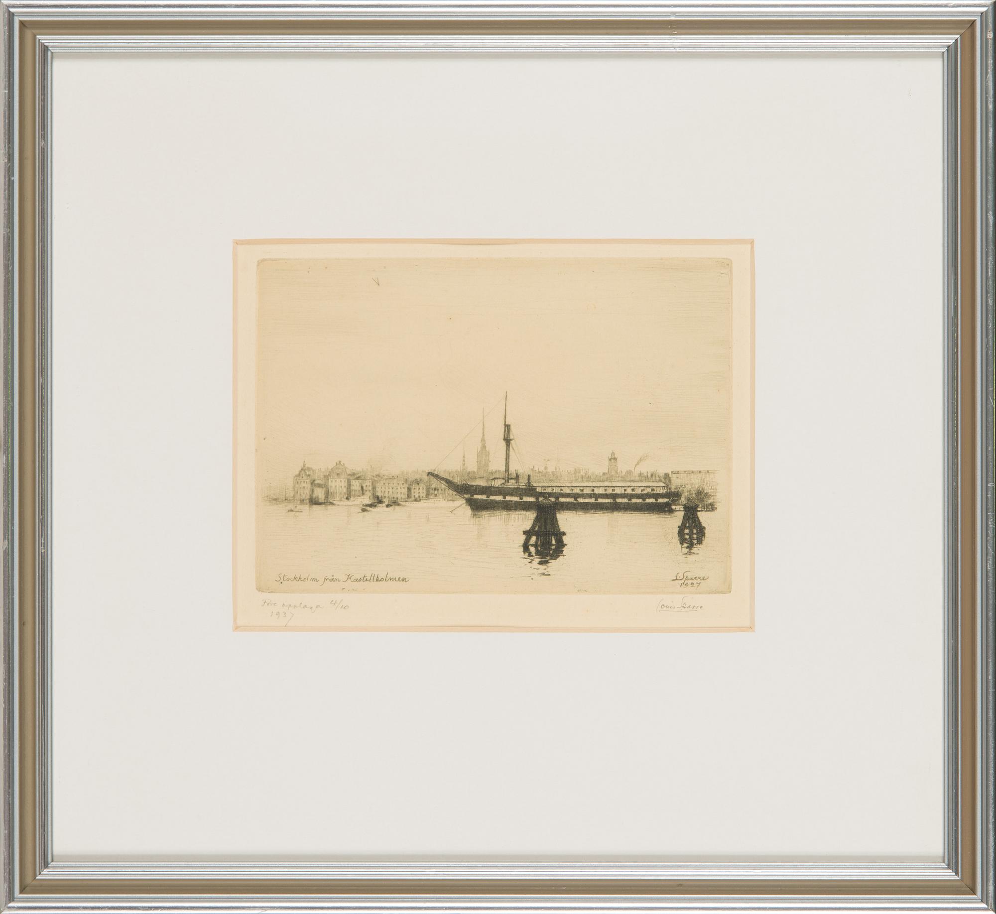 Louis Sparre, etching, signed in pencil and marked 'före upplaga 4/10, 1937'.
