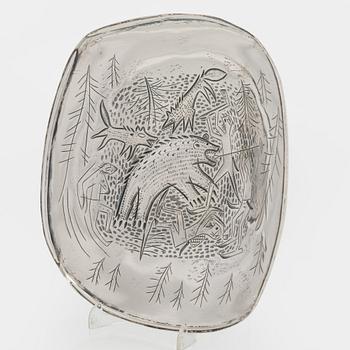 Tapio Wirkkala, A 'Bear hunting' silver dish, Tillander, Helsinki 1953.