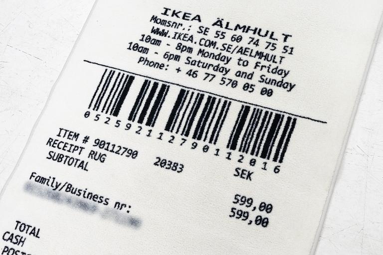 Virgil Abloh, rug "Receipt", IKEA x Virgil Abloh, "MARKERAD" collection, approx. 197 x 90 cm.