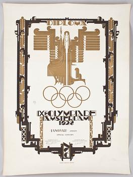 DIPLOM, Olympiska Spelen Amsterdam 1928.