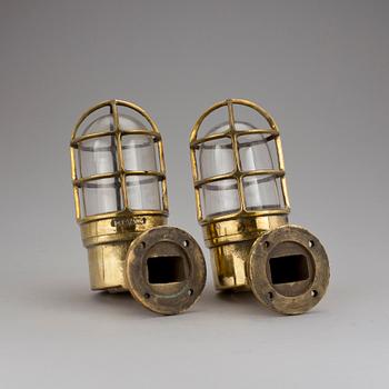 FARTYGSBELYSNING, ett par, mässing, 1900-tal.