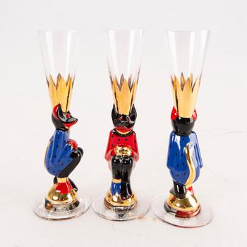 A set of six Gunnar Cyrén snaps glasses from Nobelservisen Orrerfors later part of the 20th century.