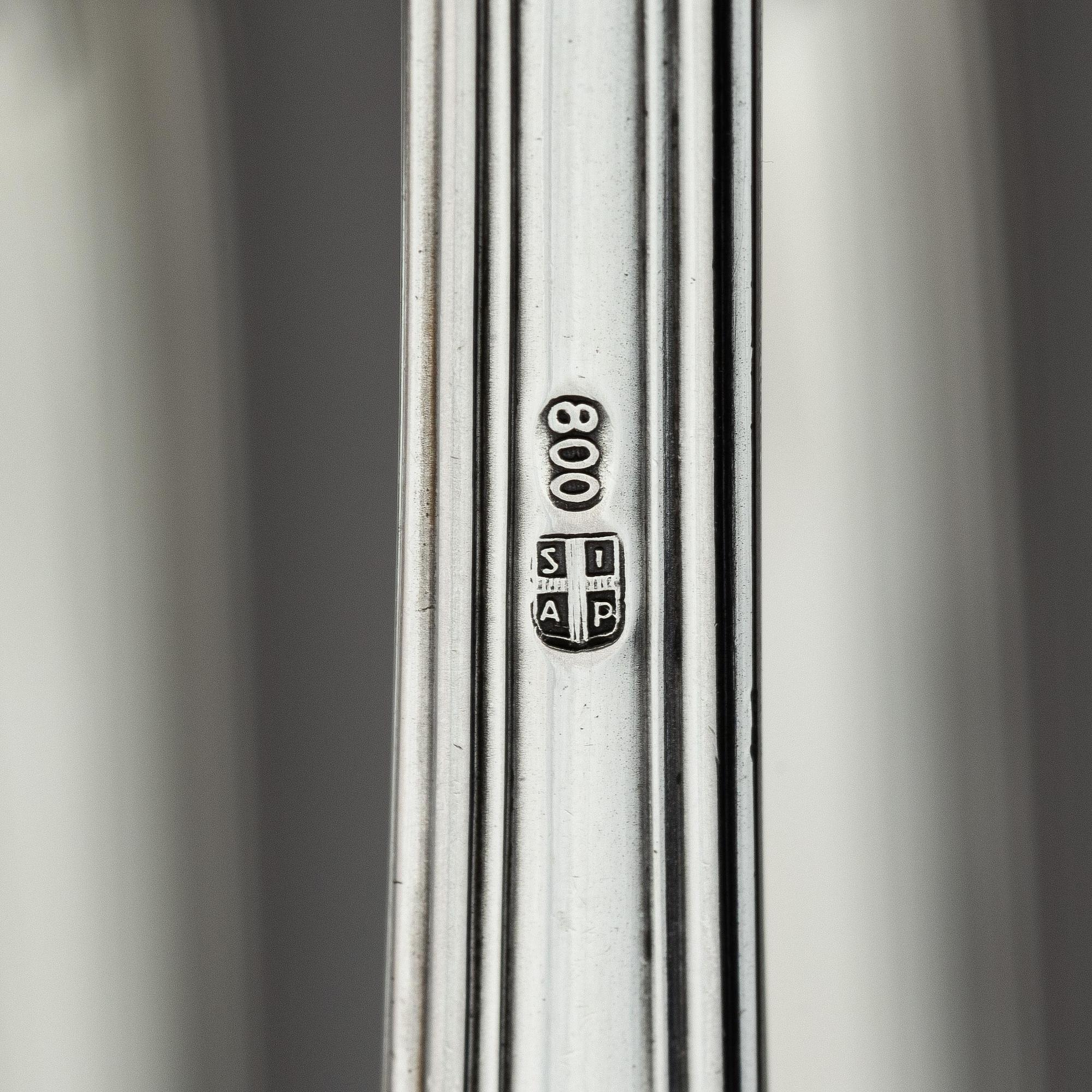 An Italian 20th century 188+3 pieces silver cutlery set, marks of Società Italiana Argenti di Pordenone.