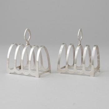 a pair of silver toastracks by William Suckling, Birmingham 1956.