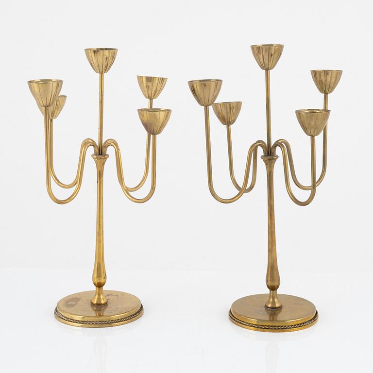 Gunnar Ander, a pair of candelabras, Ystad-Metall, Sweden, mid-20th century.