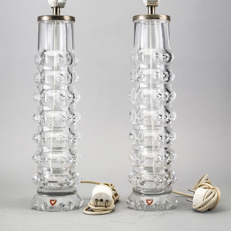 A pair of Orrefors table lamps later part of the 20th century.