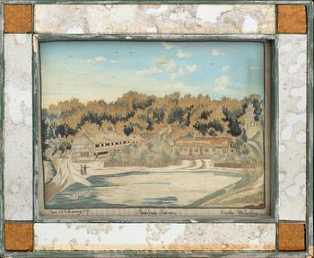 BRODERADE TAVLOR 2 st, 1800-talets första hälft.