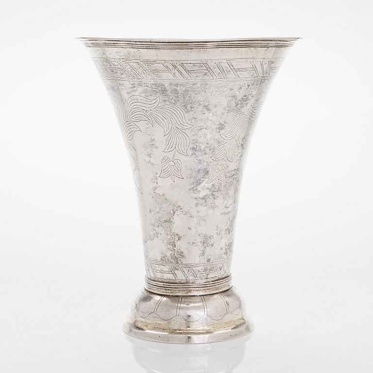 A late 18th-century silver beaker, maker's mark of Abraham Sundström, Västerås, Sweden 1796.