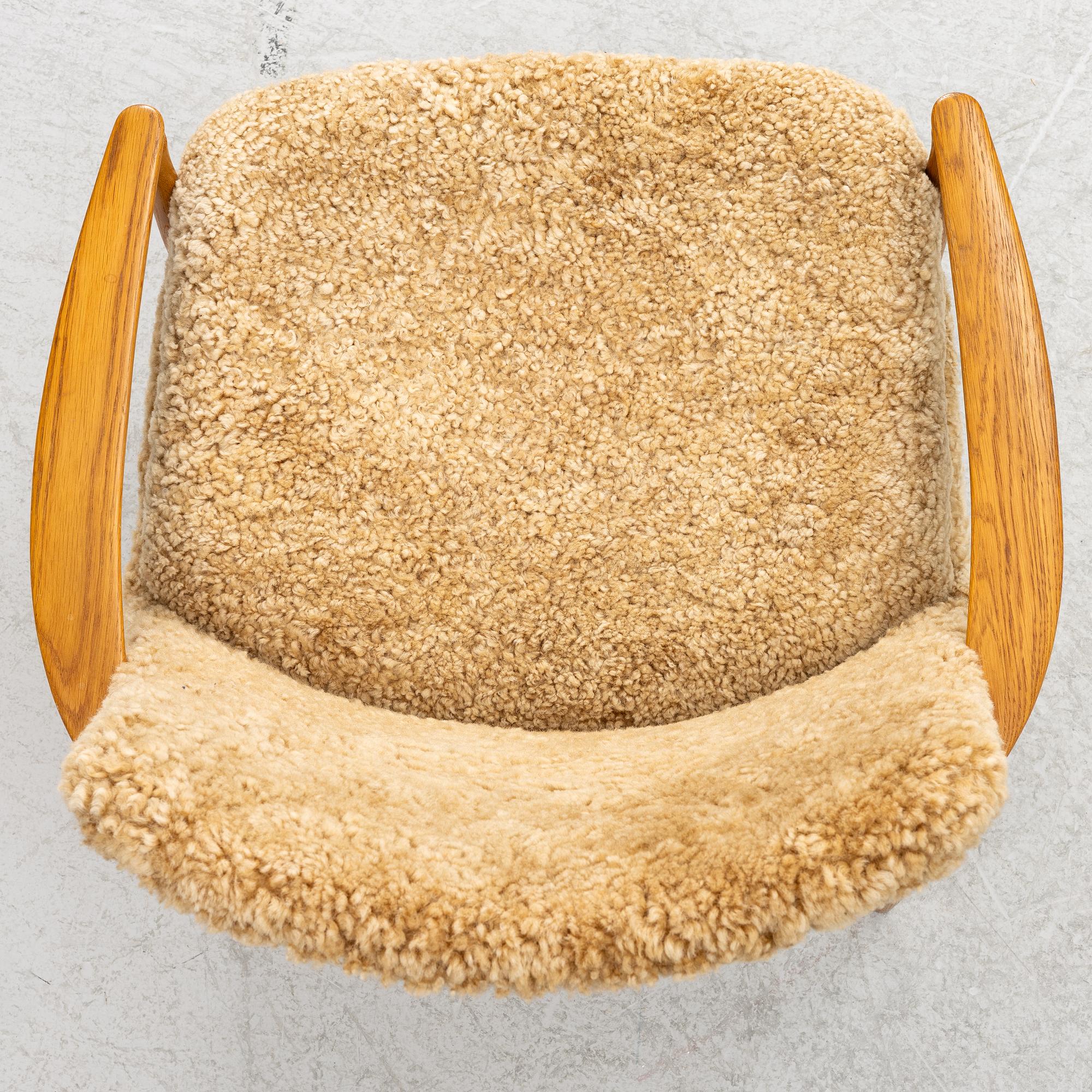 Armchair, sheepskin, mid-20th century.