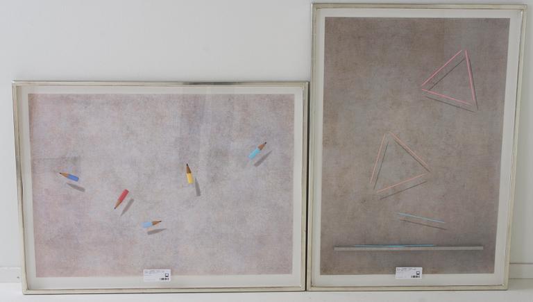 JOHANNES OLSSON, 2 st, färglitografier, sign o numr 8/170 samt 129/170.