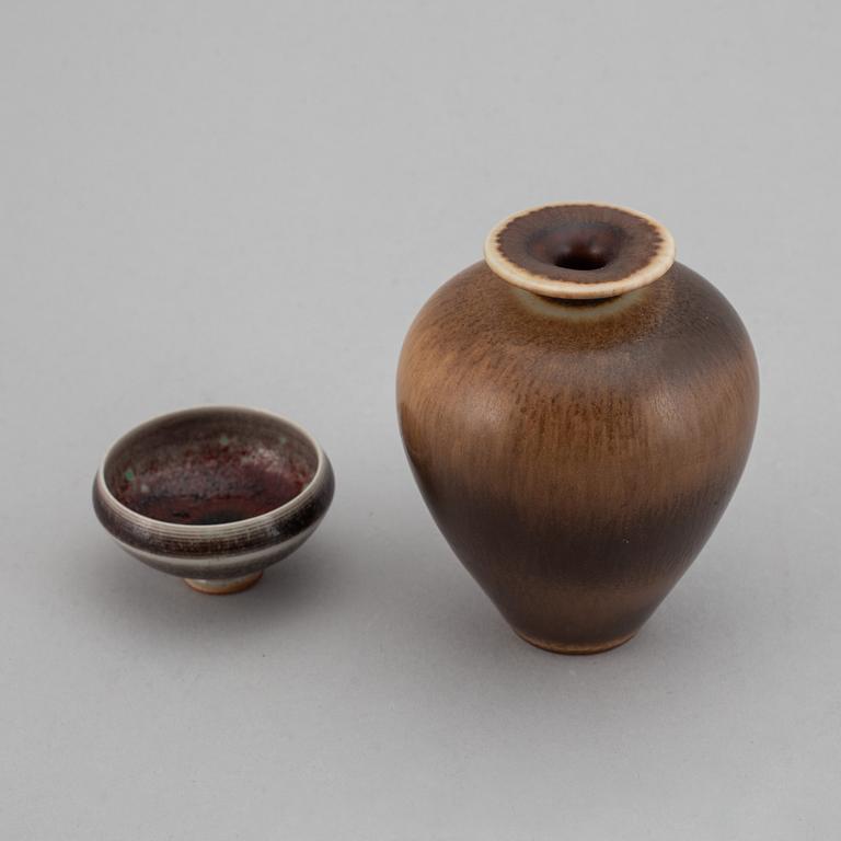 BERNDT FRIBERG, a stoneware vase and miniature bowl, Gustavsberg Studio.