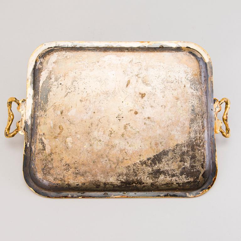 A POLISH TRAY, gilt silver plate, Fraget/Warszawie, late 19th century.