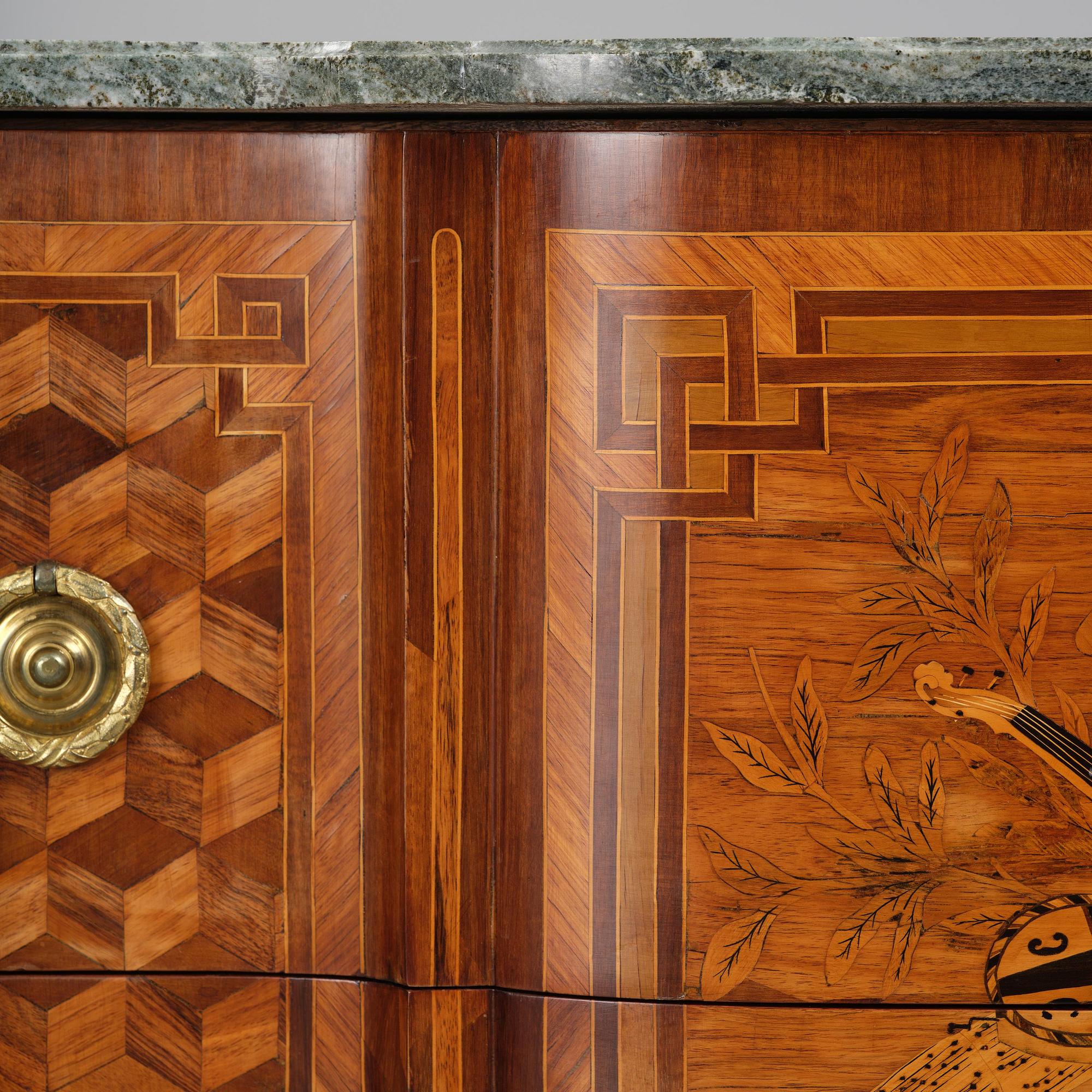 A Louis XVI rosewood and amaranth marquetry ormolu-mounted commode by Leonard Boudin (master in Paris 1761).