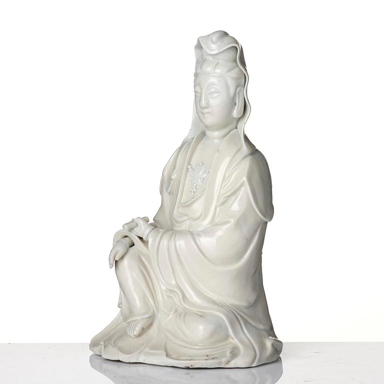 A blanc de chine figure of Guanyin, Qing dynasty, 18th century.