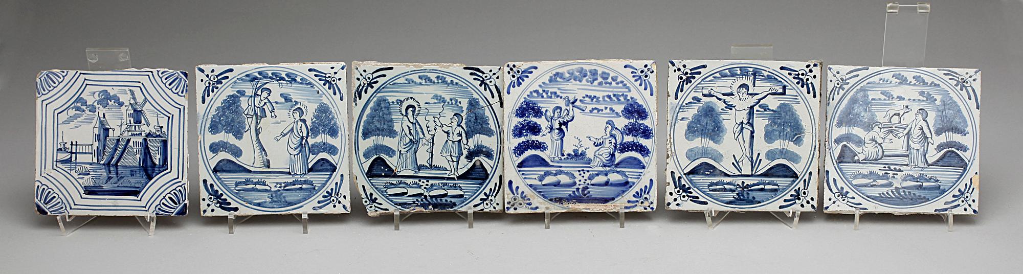 KAKELPLATTOR/FLIS, fajans, 11 st Delft, 1700-tal.