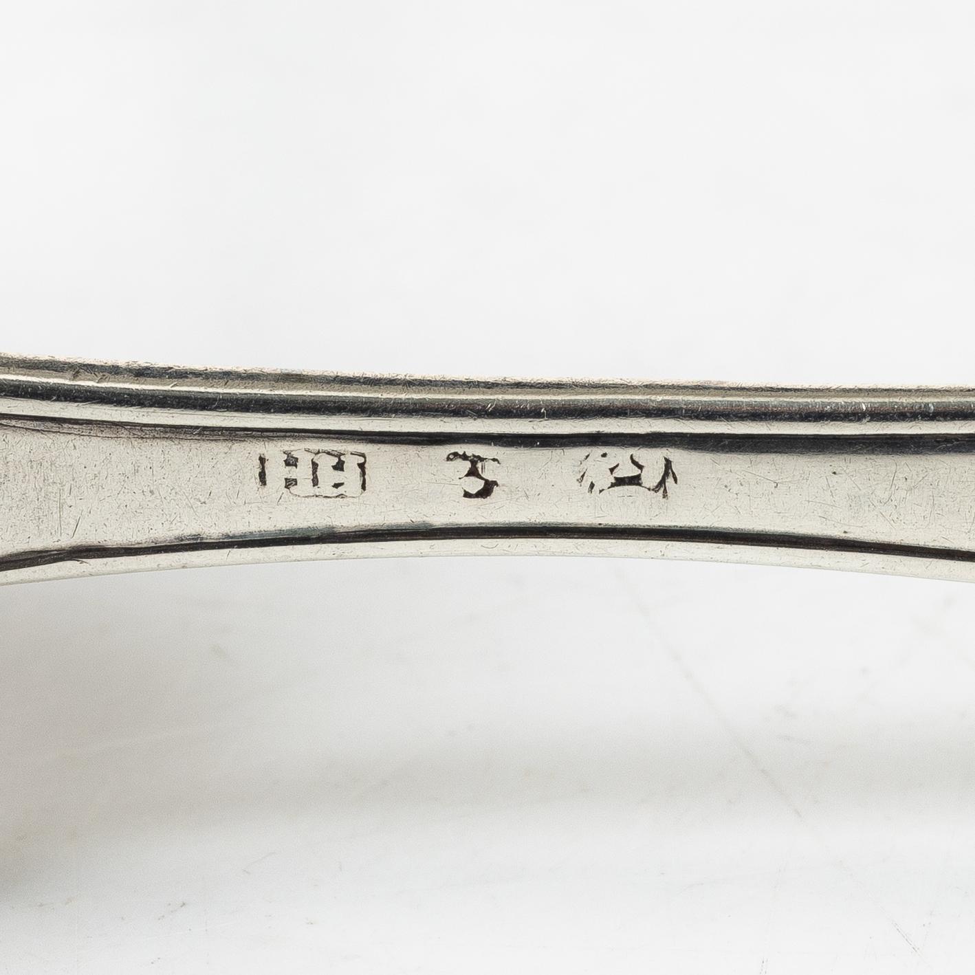 Matskedar, silver, 11 st, äldre modeller, 1789-1848.