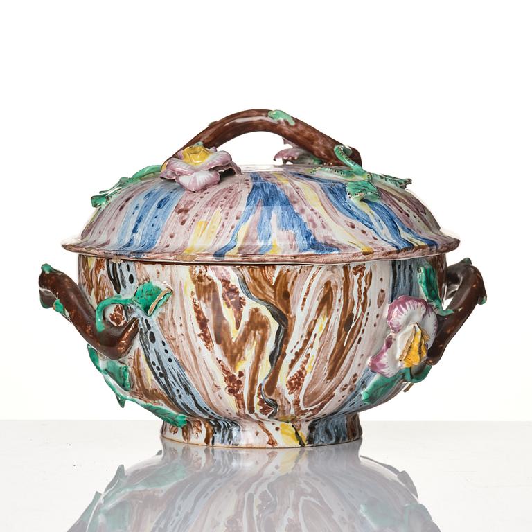 A Swedish faience Marieberg tureen with cover, 18th Century.