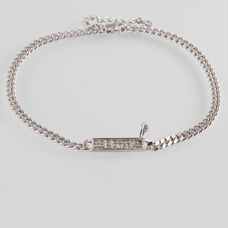 COLLIER, vitmetall samt strass, Christian Dior.