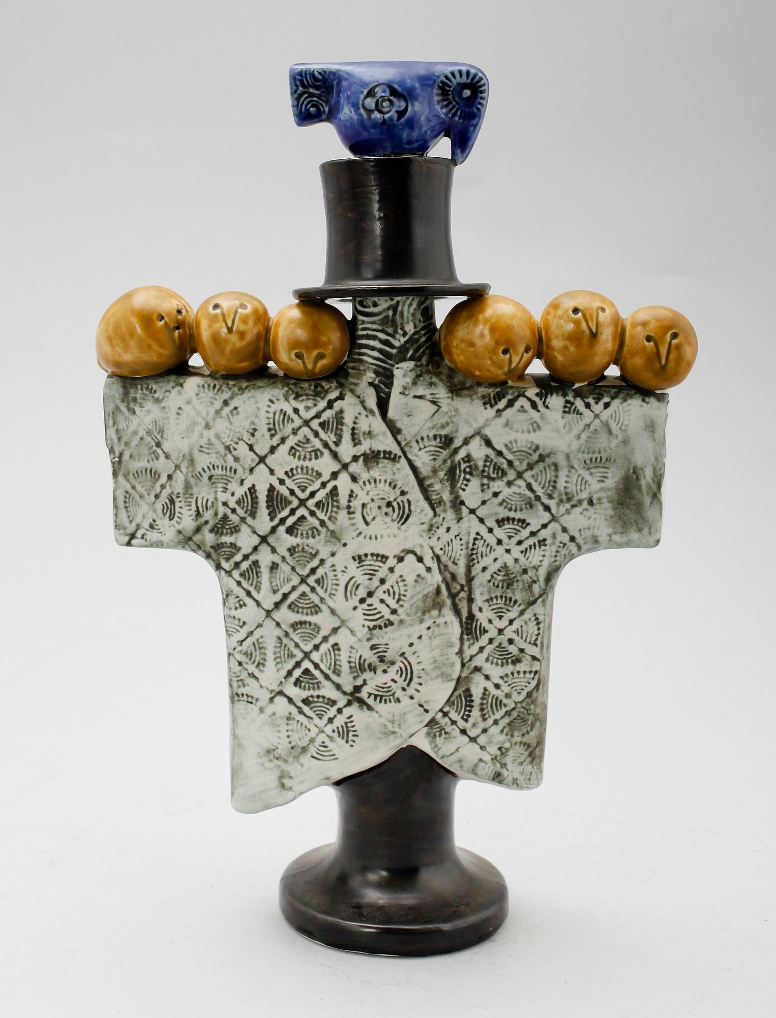 FIGUR, stengods, "Fågelskrämma", Lisa Larson, Gustavsberg, 1960-/1970-tal.