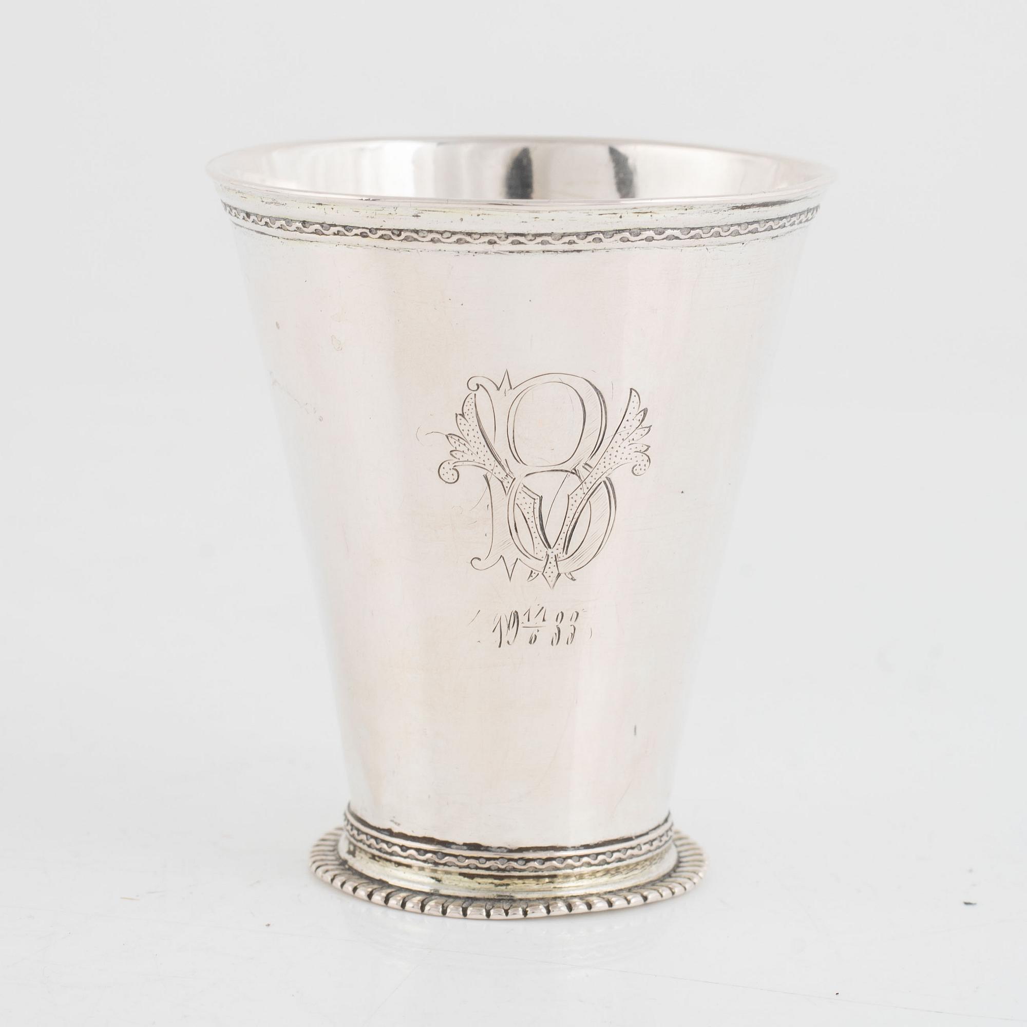 Erik Löfman, bägare, silver, Uppsala 1725.