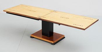 An Otto Wretling birch, palisander and black stained wood table, Umeå 1930's, for K.A. Andersson, Sala.