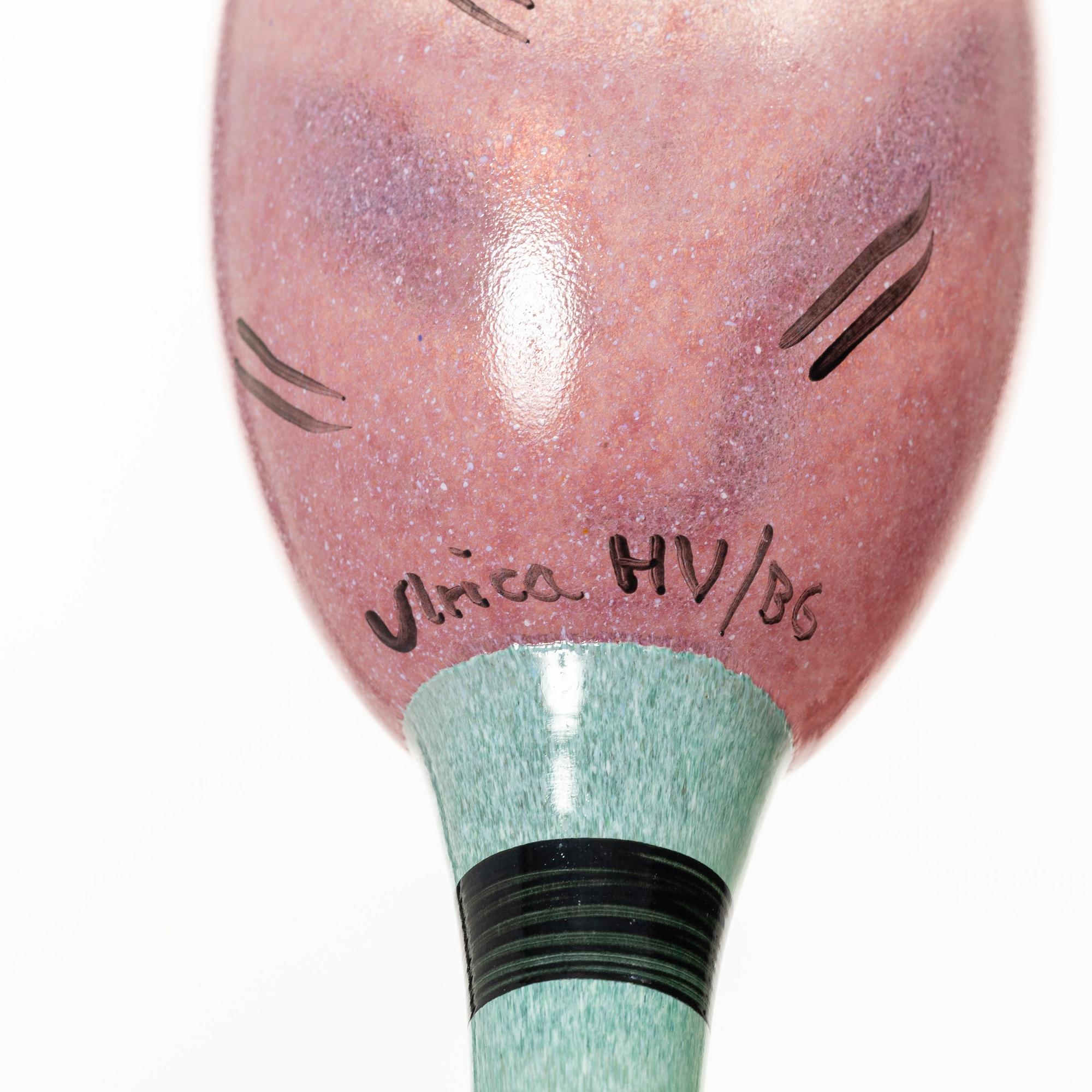 Ulrica Hydman-Vallien, eight 'Open Minds' wine glasses, Kosta Boda Artist Collection.