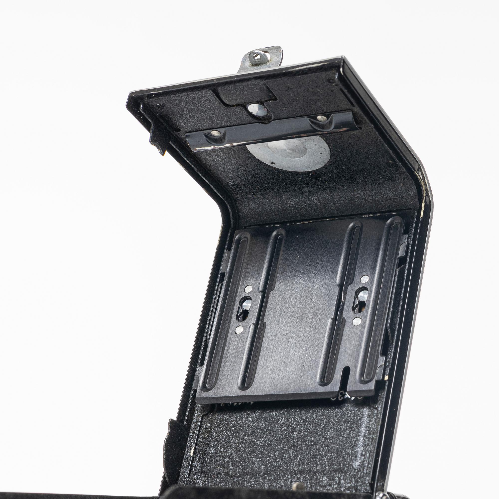 Mellanformatskamera, Rolleiflex, med väska och tillbehör, Franke & Heidecke, 1900-talets mitt, Tyskland.