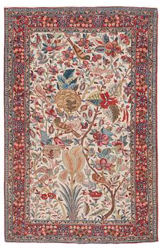 426. A semi-antique part silk Qum rug, c. 209 x 136 cm.