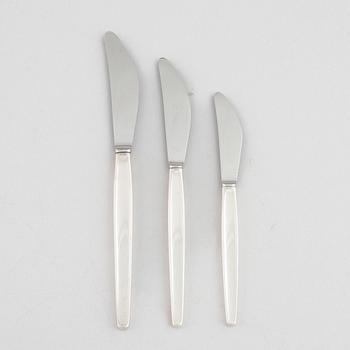Tias Eckhoff, cutlery set, 99 pieces, sterling silver, "Cypress", Georg Jensen, Denmark.