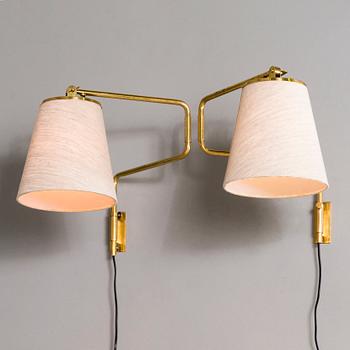 PAAVO TYNELL, A pair of mid 20th century '9414' wall lights for Taito Finland.