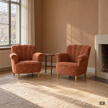 Pair of armchairs, Swedish modern, mid-20th century.