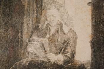 REMBRANDT HARMENSZ VAN RIJN, etching, later print, signed and dated 1647 in plate.