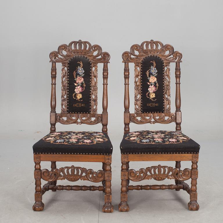 STOLAR, ett par, barockstil, 1900-talets första hälft.