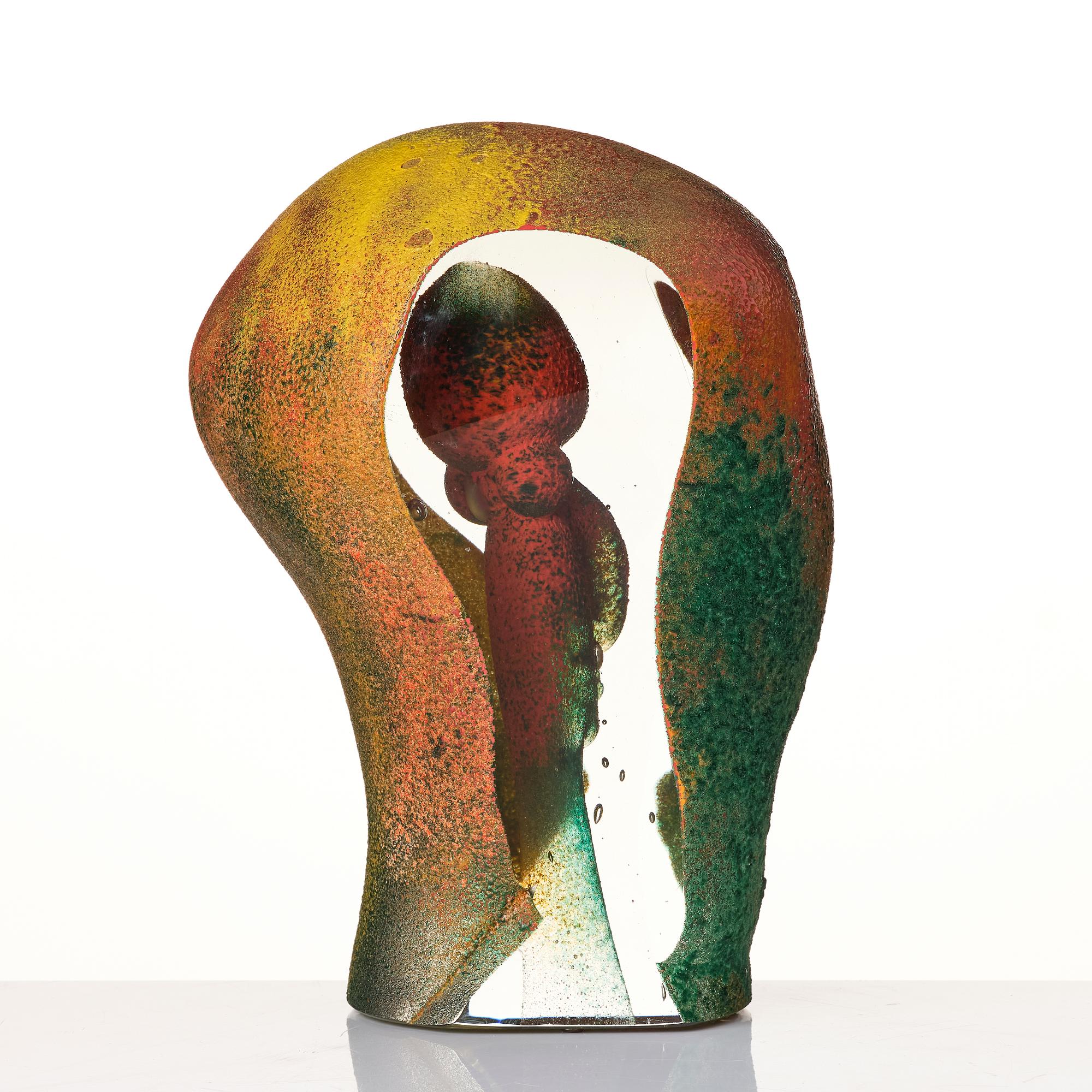 Kjell Engman, a unique sandblasted glass sculpture, Kosta Boda, Signed.