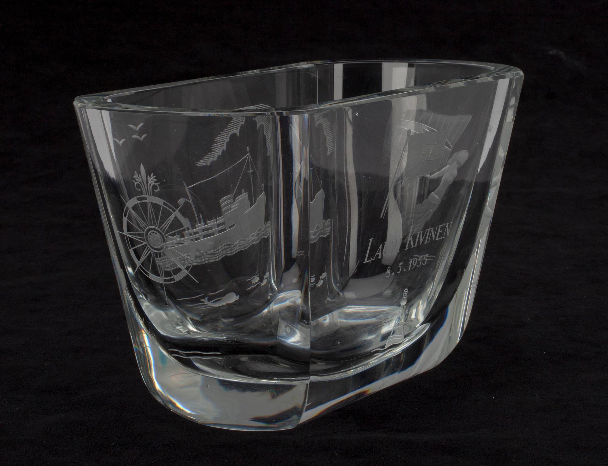 SKÅL, glas, signerad G. Hongell Karhula-Iittala. 1955.