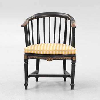 A painted Gustavian armchair, 18th Century.