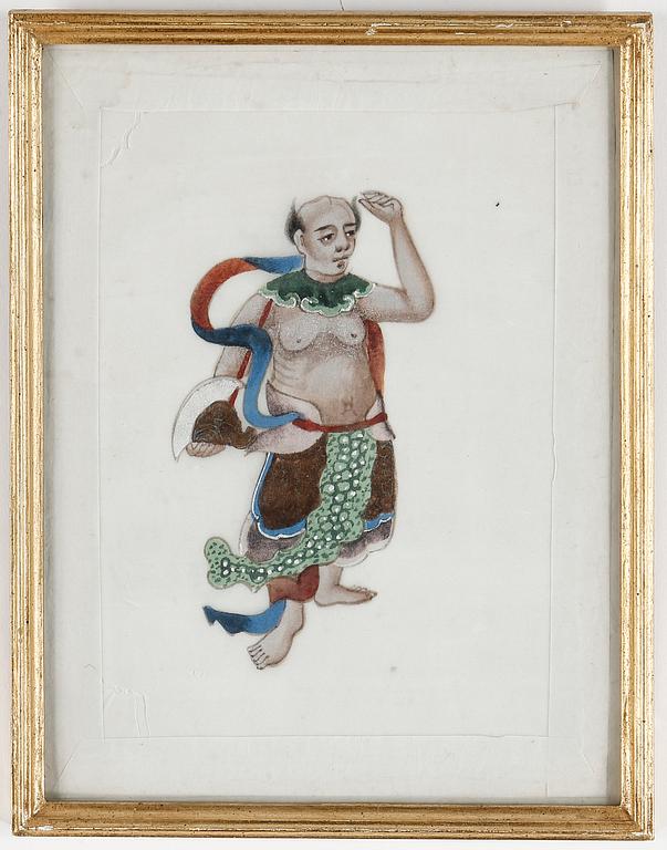 MÅLNINGAR, 7 st, akvarell och gouache på märgpapper, Kina, 1800-tal.