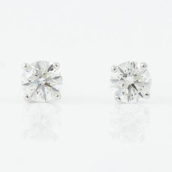 Earrings, a pair, 18K white gold with brilliant-cut diamonds.