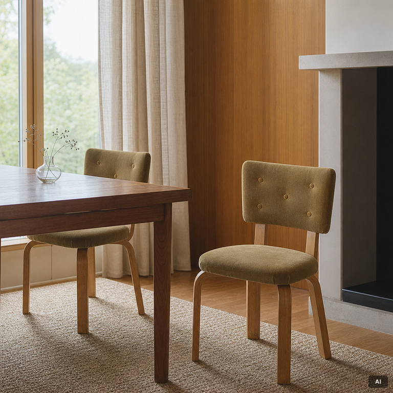 Alvar Aalto, Chairs, 7 pcs, model 62 for O.Y. Huonekalu- ja Rakennustyötehdas A.B. mid-20th century.