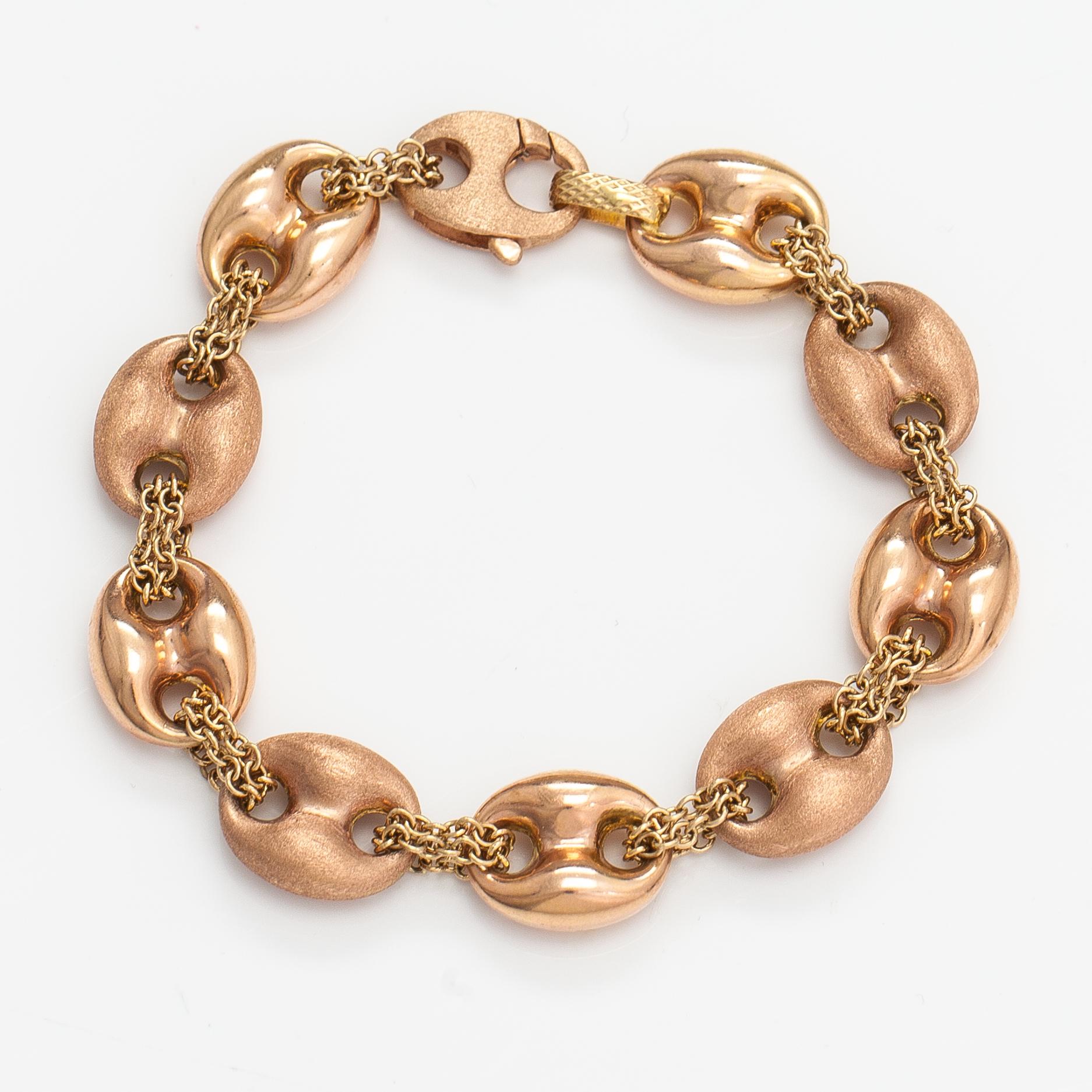 Armband, 14K röd- och gultguld. Italien.