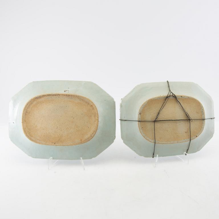 Serving dishes, 3 pcs, China Qianlong (1736-95), porcelain.