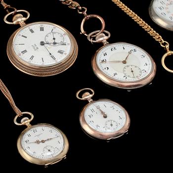 PARTI FICKUR, 7 st, varav ett i 14k guld och resterande i mestadels silver.