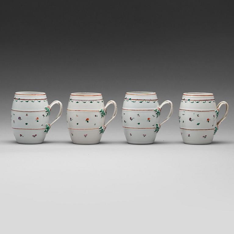 A group of four famille rose jugs, Qing dynasty, Qianlong (1736-95).