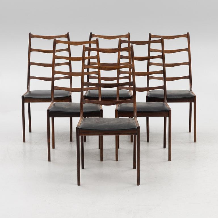 Six Rosewood chairs, Denmark, 1960's.