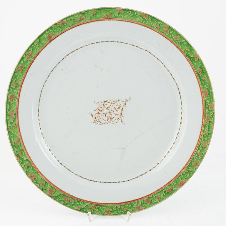 A large enamelled punch bowl, Qing dynasty, Qianlong (1736-95). With monogram CFJ or CJJ.