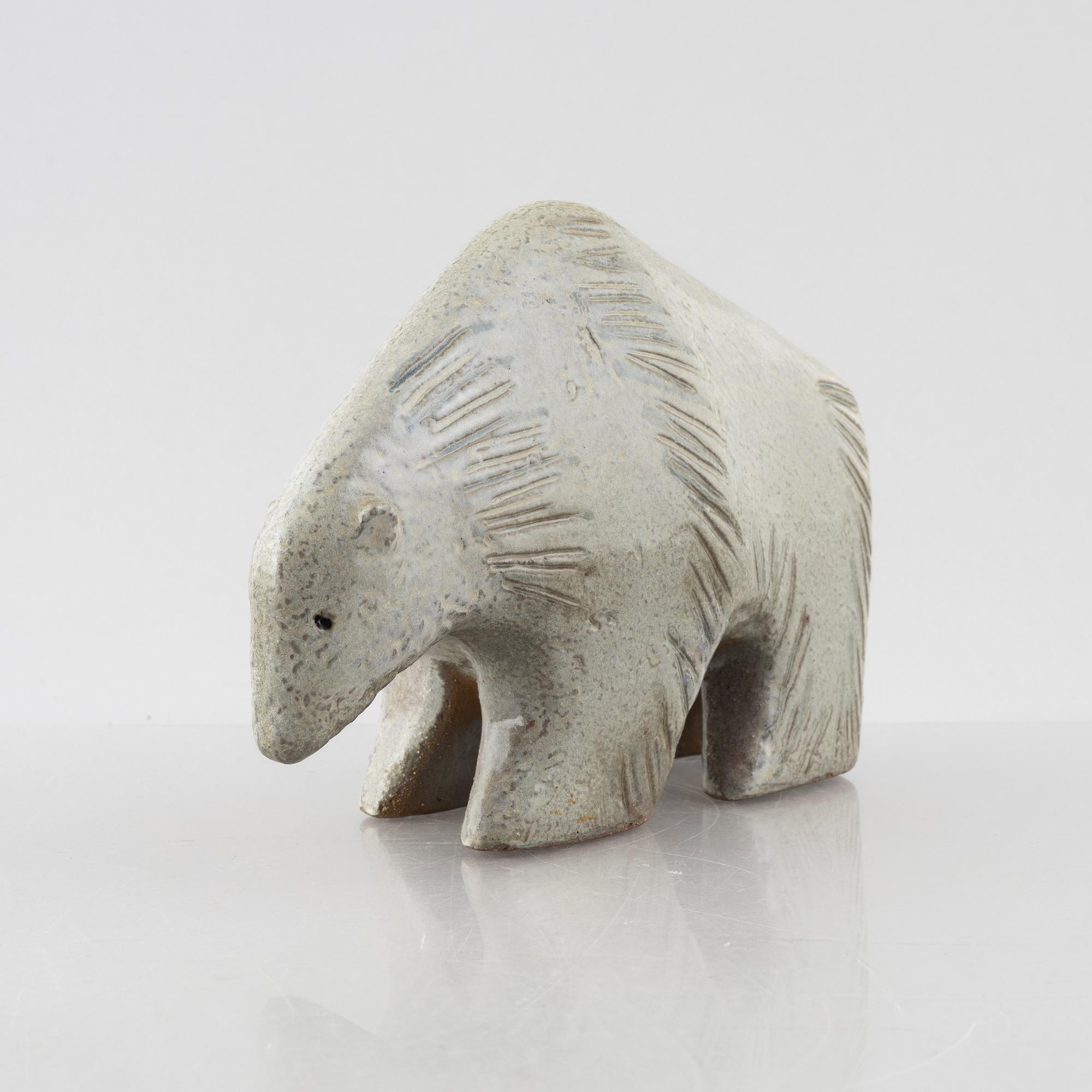 Lisa Larson, figurin, stengods, "Isbjörn", ur serien "Stora Zoo", Gustavsberg.