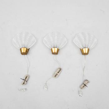 Vägglampor 3 st "coquille" ASEA belysning 1940-tal.