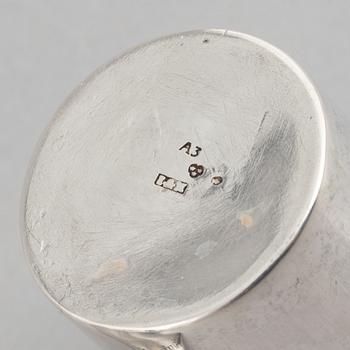 Bägare/supkoppar, 3 st, silver, bl a Johan Abraham Hallard, Stockholm 1807.